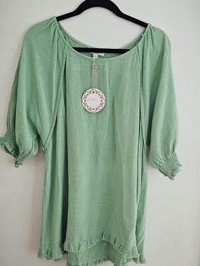 Umgee Green Boho Peasant Tunic